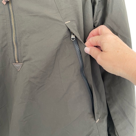 Eddie Bauer Mens Pullover Quarter Zip Nylon Jacket Size M‎ Olive Fleece Line - Picture 5 of 16